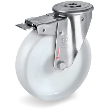 Rueda giratoria de poliamida 6 Ø80×30 mm con freno