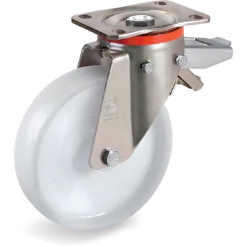 Rueda giratoria de poliamida 6 Ø175×45 mm con freno