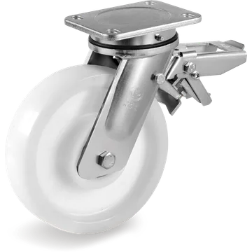 Rueda giratoria de poliamida 6 Ø200×50 mm con freno