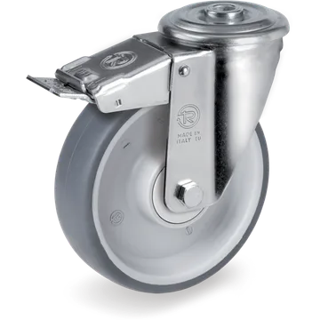 Thermoplastic rubber swivel castor Ø80×30 mm with brake