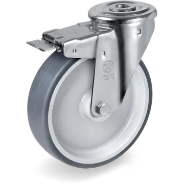 Thermoplastic rubber swivel castor Ø150×35 mm with brake