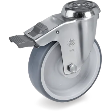 Thermoplastic rubber swivel castor Ø80×30 mm with brake