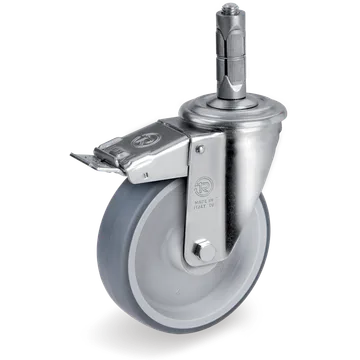 Thermoplastic rubber swivel castor Ø80×30 mm with brake