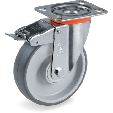 Thermoplastic rubber swivel castor Ø80×30 mm with brake
