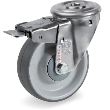 Thermoplastic rubber swivel castor Ø160×50 mm with brake