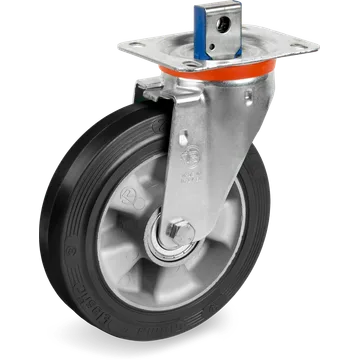 Rueda giratoria de goma elástica Ø125×40 mm con freno