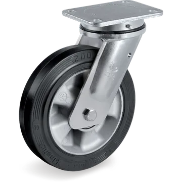 Elastic rubber swivel castor Ø250×50 mm