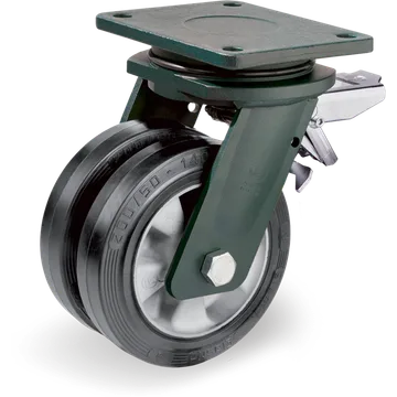 Rueda giratoria de goma elástica Ø160 mm con freno
