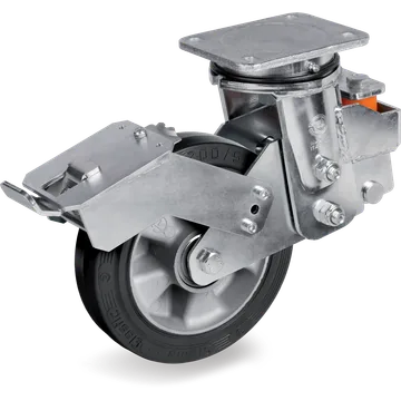 Elastic rubber swivel castor Ø250×50 mm with brake