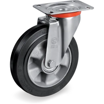 Elastic rubber swivel castor Ø125×50 mm