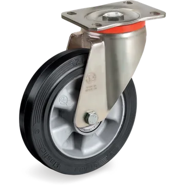 Elastic rubber swivel castor Ø125×50 mm