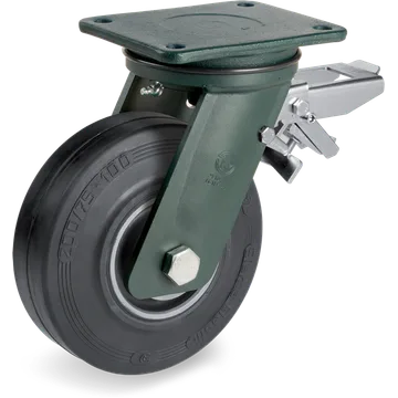 Rueda giratoria de goma elástica Ø200×75 mm con freno