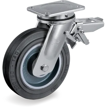 Rueda giratoria de goma elástica Ø150×50 mm con freno