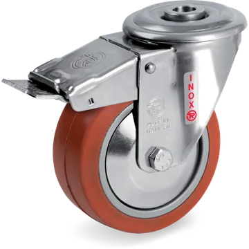 Silicone rubber swivel castor Ø100×40 mm with brake