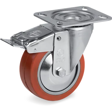 Rueda giratoria de goma silicónica Ø100×40 mm con freno