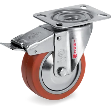 Silicone rubber swivel castor Ø100×40 mm with brake
