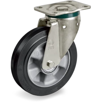 Elastic rubber swivel castor Ø125×50 mm