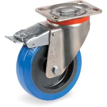 Elastic rubber swivel castor Ø125×36 mm with brake