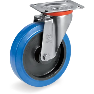 Elastic rubber swivel castor Ø125×36 mm