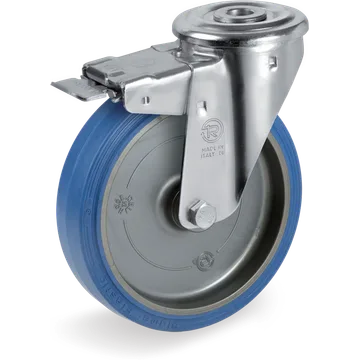 Rueda giratoria de goma elástica Ø100×40 mm con freno