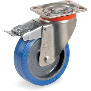 Rueda giratoria de goma elástica Ø100×40 mm con freno