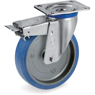 Elastic rubber swivel castor Ø200×50 mm with brake