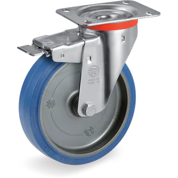 Rueda giratoria de goma elástica Ø100×40 mm con freno