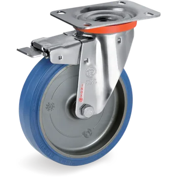 Rueda giratoria de goma elástica Ø100×40 mm con freno