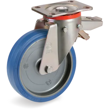 Elastic rubber swivel castor Ø200×50 mm with brake