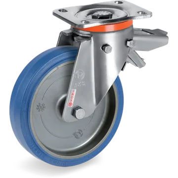 Elastic rubber swivel castor Ø200×50 mm with brake